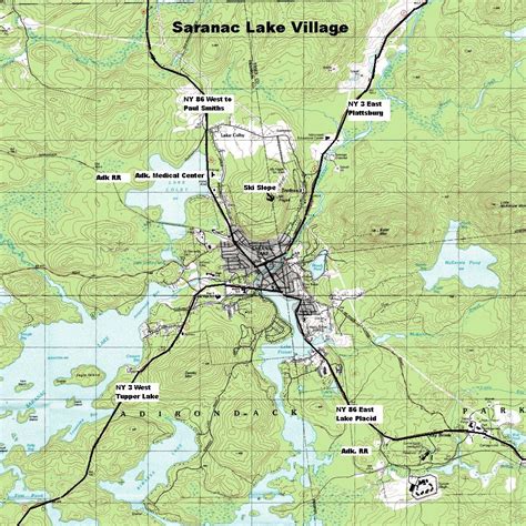 NY Route 3: The Olympic Trail: Saranac Lake Village Topographic Map