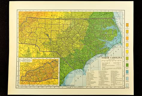 North Carolina Map of North Carolina Topographic Map Wall | Etsy