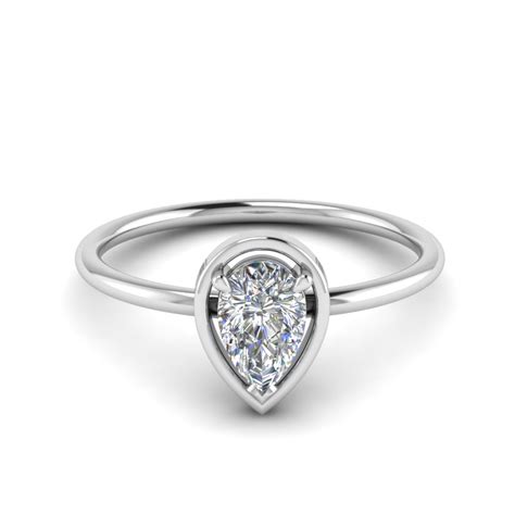 Delicate Pear diamond Solitaire Engagement Ring In 14K White Gold ...