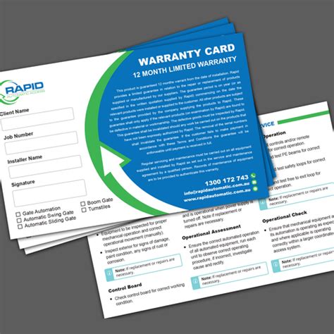 Warranty card and Brochure design | Postcard, flyer or print contest