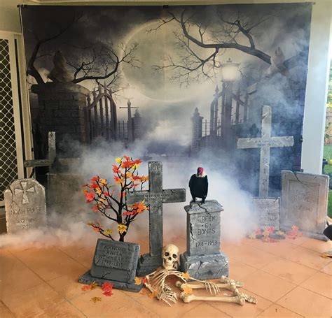 Stay out of the cemetery. Halloween backdrop photo booth. Halloween Party Pictures, Photo ...