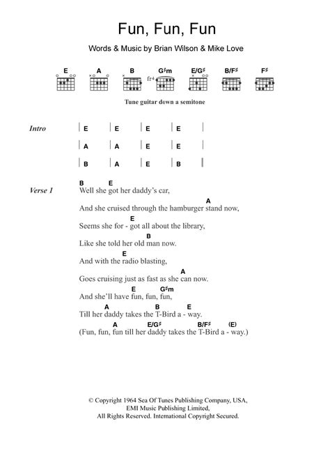 Fun, Fun, Fun by The Beach Boys - Guitar Chords/Lyrics - Guitar Instructor