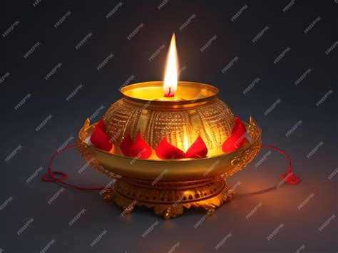 Premium AI Image | Illustration of Diwali festival Diya Lamp with rangoli at the bottom design