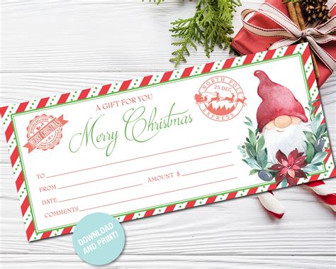 Printable Christmas Gift Certificate Gnome Gift Voucher Gift - Etsy