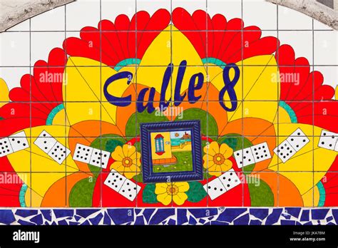 USA, Florida, Miami, Little Havana, Calle Ocho, SW 8th Street, tile work art Stock Photo - Alamy