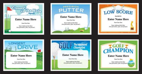 Golf Certificates Templates | Recognition and Awards for Golfers