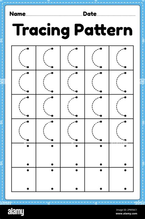 Tracing pattern left curve lines worksheet for kindergarten, preschool and Montessori school ...