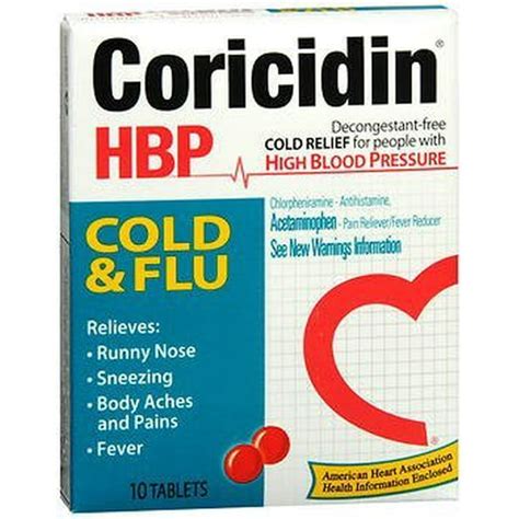 Coricidin HBP Cold Relief Acetaminophan Runny Nose Sneezing Body Aches ...