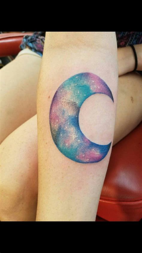 Galaxy moon tattoo | Moon tattoo, Tattoos, Paw print tattoo