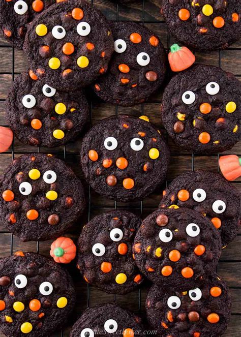 Reese's Pieces Halloween Cookies - Little Sweet Baker