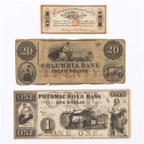 DISTRICT OF COLUMBIA OBSOLETE CURRENCY / NOTES, LOT OF THREE sold at ...