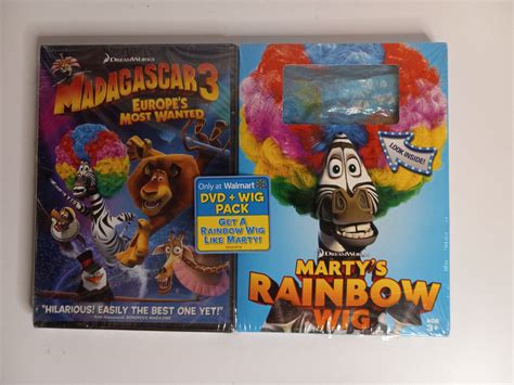 Madagascar 3 (Europe's Most Wanted) DVD + Bonus Marty's Rainbow Wig - SEALED | eBay