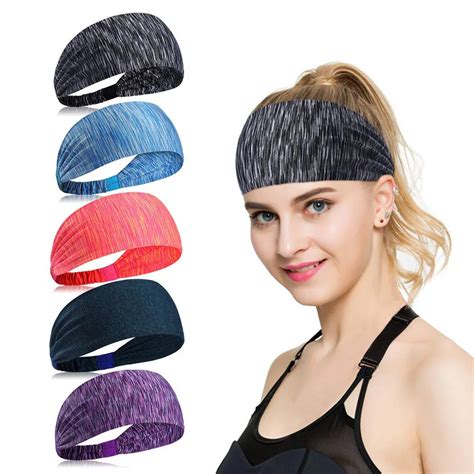 Elastic Sweatband Sports Gym Headband Women Men Breathable Absorbent Basketball Fitness Yoga ...