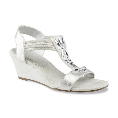 Jaclyn Smith Women's Maily Silver/Embellished Wedge Dress Sandal