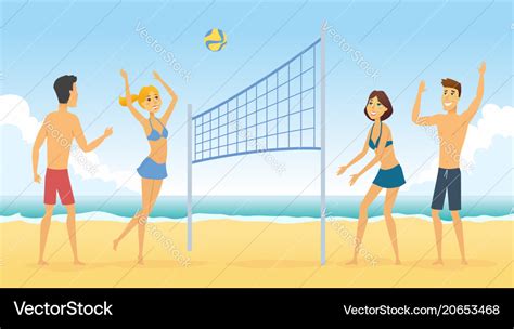 Beach volleyball - cartoon people character Vector Image