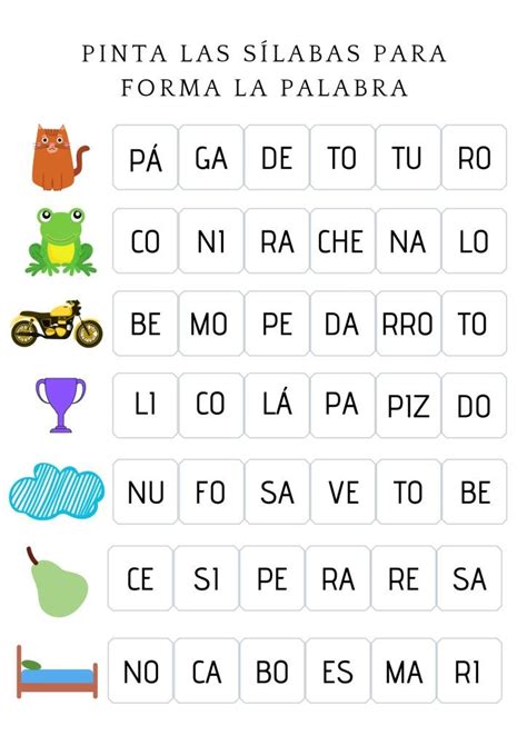 #atención Pinta las sílabas para formar las palabras. -Orientacion Andujar Spanish Lessons For ...