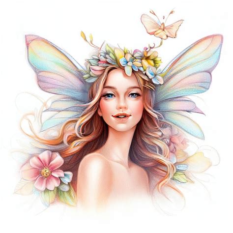 Premium AI Image | A drawing of a fairy wearing a flower crown