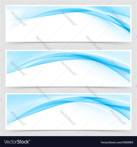 Soft blue wave border template header set Vector Image