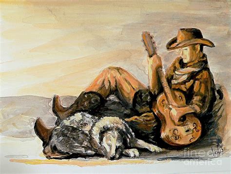 I'm a lonesome cowboy Painting by Louise Lavallee