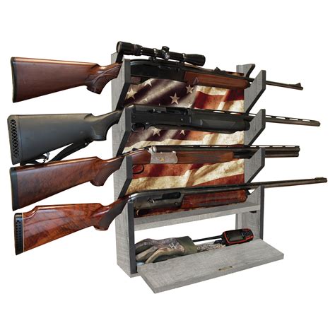 Rush Creek Creations Indoor 4 Rifle/Shotgun Wall Storage Americana ...