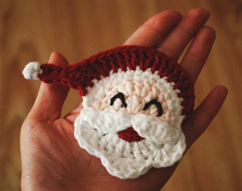 Crochet Santa Clause,crochet Santa Claus Face, Crochet Christmas Ornament, Handmade Christmas ...