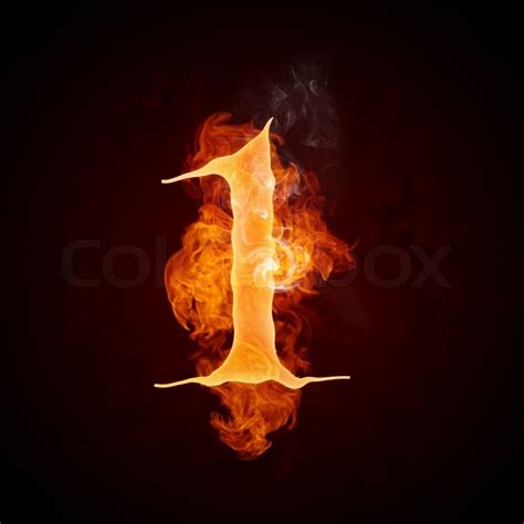 Fire Number 1 Isolated on Black ... | Stock image | Colourbox