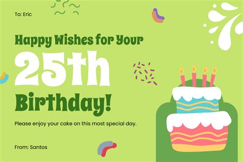 FREE 25th Birthday Card Templates & Examples - Edit Online & Download ...