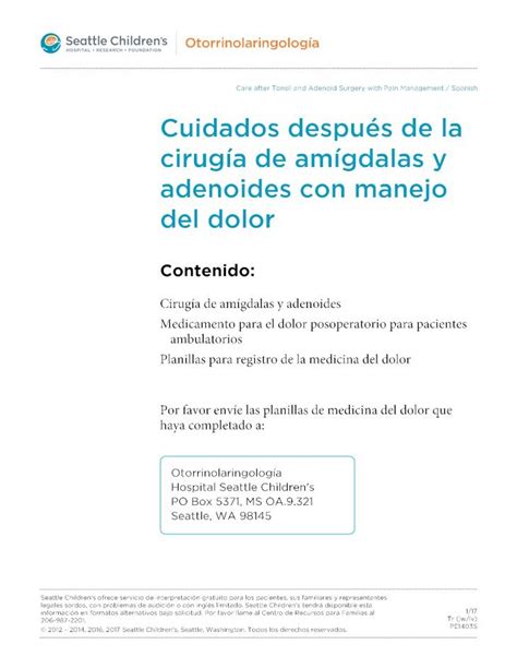 (PDF) Tonsil and Adenoid Surgery / Spanish · Tonsil and Adenoid Surgery ...