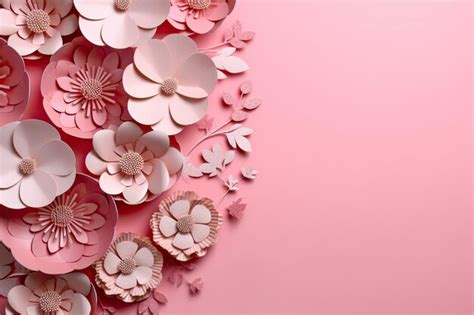 Premium AI Image | Pink paper flowers on a pink background