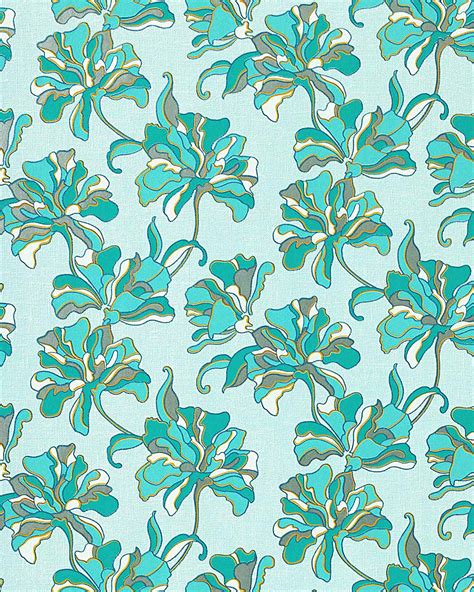 EDEM 072-22 wallpaper floral design flowers turquoise blue 5.33 sqm | eBay