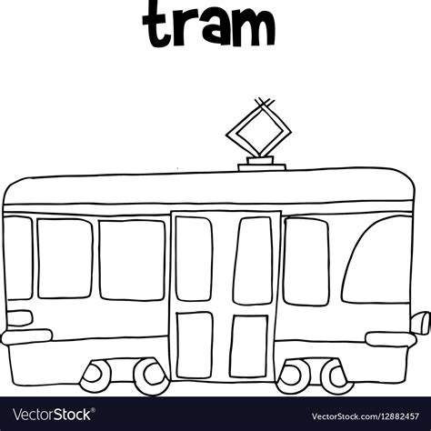 Tram art hand draw Royalty Free Vector Image - VectorStock