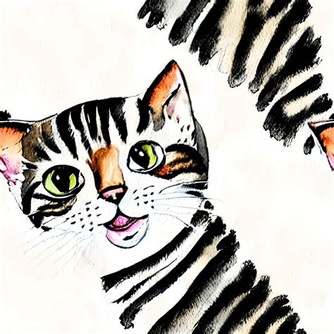 Funny Cat Watercolor Pattern Graphic · Creative Fabrica