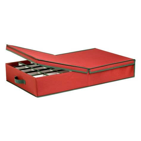 Honey-Can-Do Ornament Storage Box with Dividers, Red/Green-SFT-01597 - The Home Depot