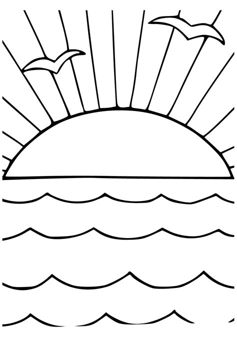 Free Printable Sunset Seagulls Coloring Page, Sheet and Picture for ...