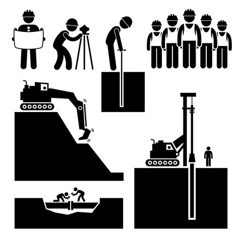 Construction Civil Engineering Earthworks Worker Stick Figure Pictogram ...