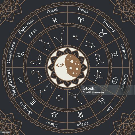 Zodiac With The Sun And Moon Stock Illustration - Download Image Now ...