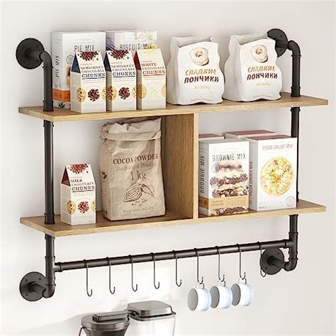 Amazon.com: MAIKAILUN Floating Pipe Shelves Coffee Bar Shelf with 9 ...