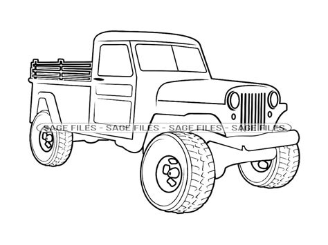 Retro Pickup Truck Outline SVG, Retro Truck Svg, Retro Truck Clipart ...