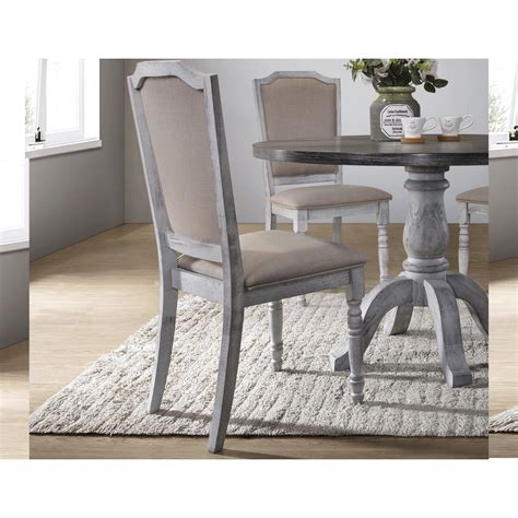 Best Master Farmhouse Wood and Fabric Dining Chair in Weathered Gray ...