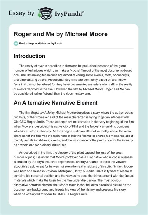 "Roger and Me" by Michael Moore - 873 Words | Movie Review Example