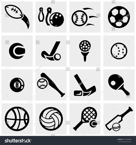 Sports Vector Icons Set On Gray - 175948886 : Shutterstock