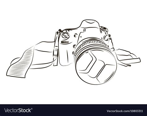 Black camera sketch on a white background Vector Image