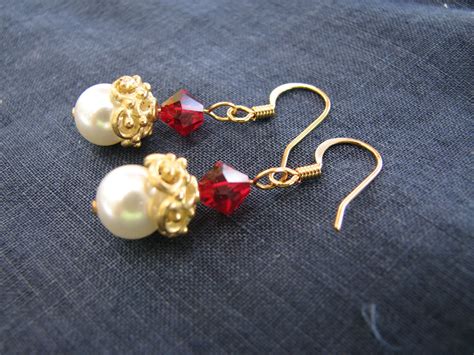 Beaded Earrings Swarovski Crystal Earrings Drop Earrings by annesz