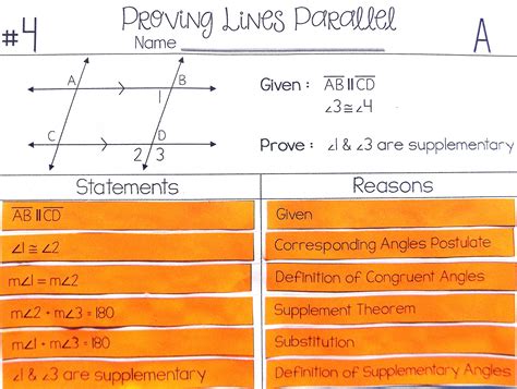 Parallel Line Proofs Worksheet