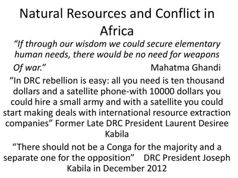 Natural Resources and Conflict in Africa