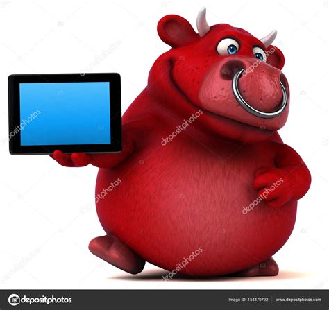 Cartoon character holding tablet Stock Photo by ©julos 154470792