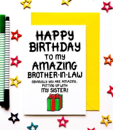 Funny Birthday Card for Brother-in-law Brother in Law | Etsy