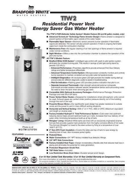 [37+] Bradford White 50 Gallon Gas Water Heater Defender