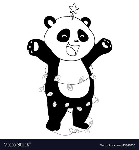 Stylized giant panda full body drawing simple Vector Image