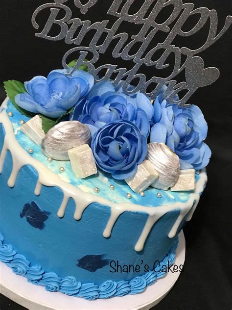 Blue and white drip cake 14th Birthday Cakes, White Birthday Cakes ...